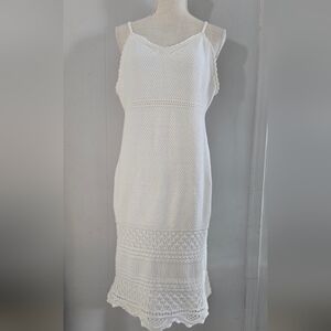 Freshman White Textured Midi Dress
